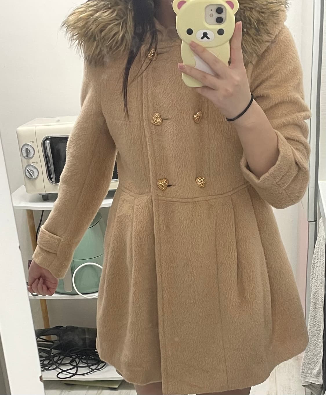 빈티지 라떼 갸루 퍼 코트 상품이미지1