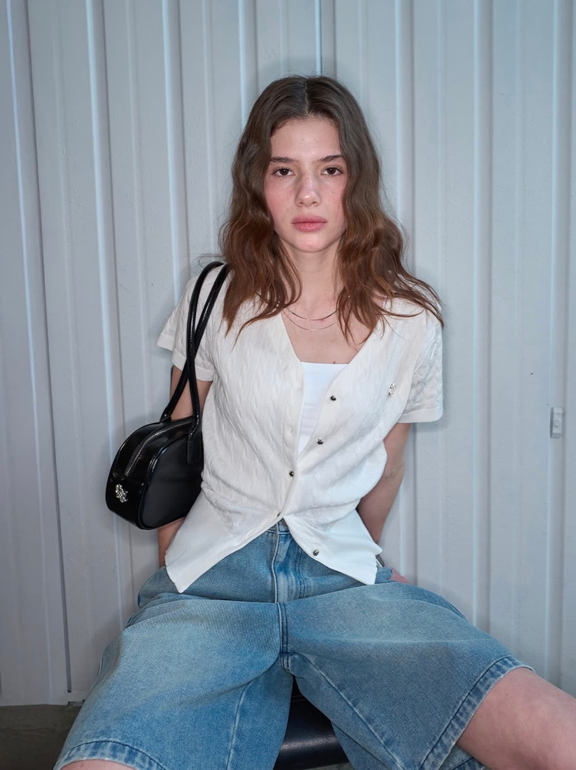 (m) 제너럴아이디어 브이넥 케이블 가디건 상품이미지1