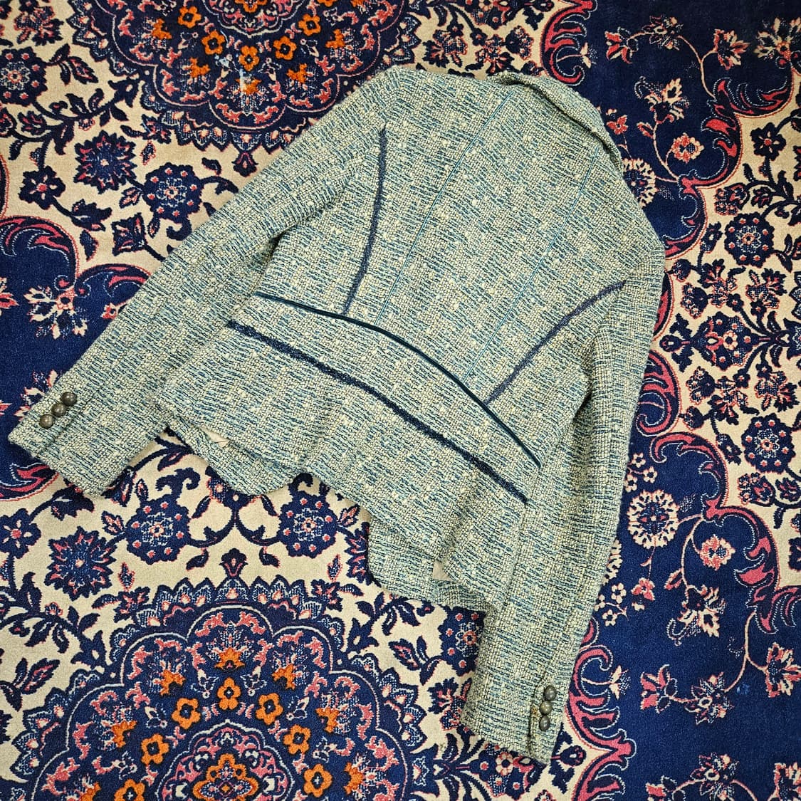 미샤(MICHAA) 사이즈 펄 원버튼 트위드 자켓  상품이미지2