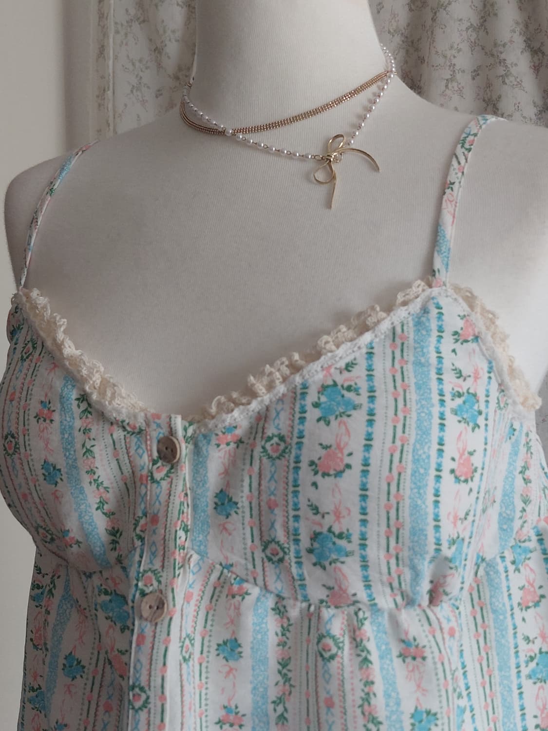 [빈티지 리폼] 플라워 패턴 레이스 여름 민소매 블라우스 상품이미지2