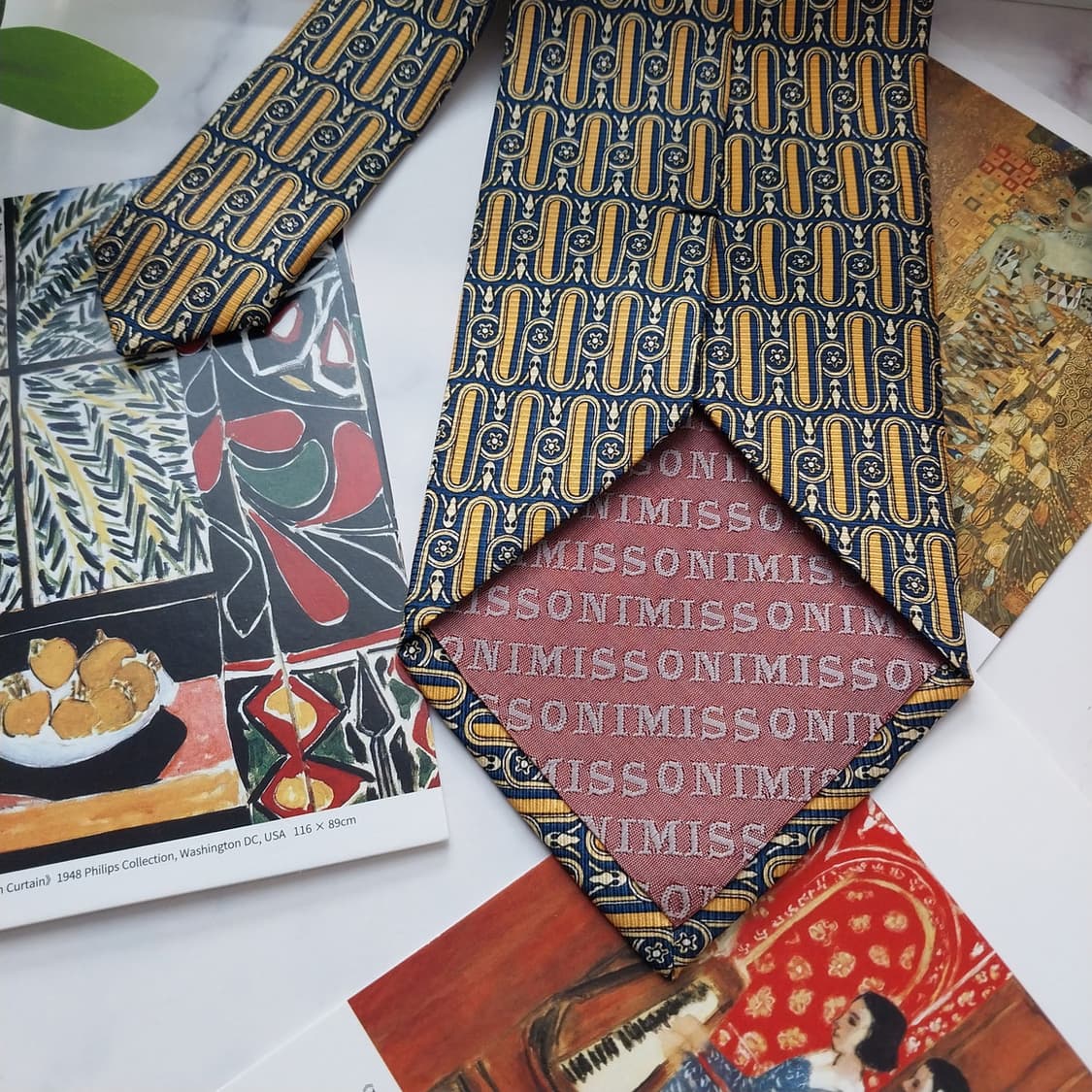 미쏘니 실크 골드 패턴 넥타이 9.6cm A+등급 K1422
 상품이미지7