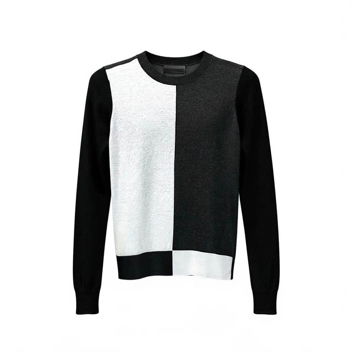 DIESEL 디젤 블랙골드 모노톤 블럭 패턴 니트 소매배색 디테일 상품이미지1