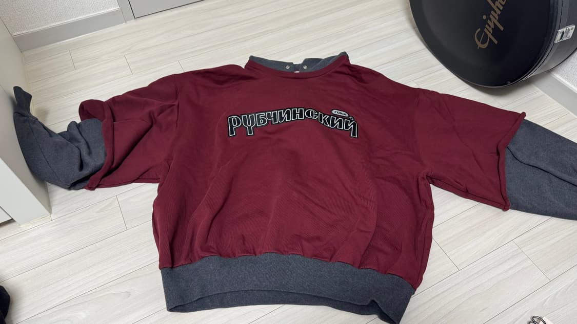 [L] 고샤루브친스키 리플렉티드 로고 콤보 레이어드 후드 버건디 상품이미지3