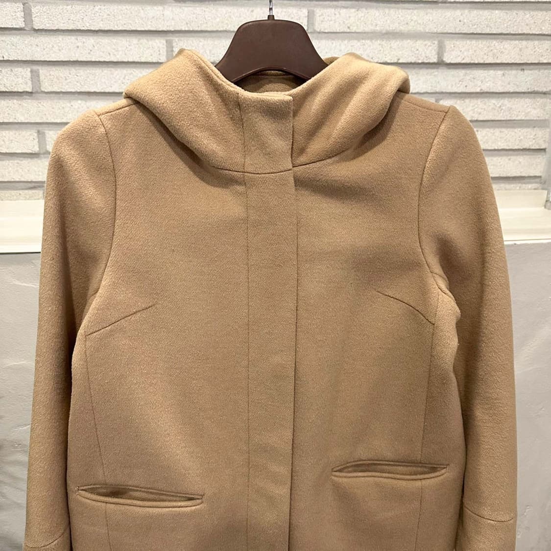 JPN VINTAGE 후드 코트 히든 클로저 투포켓 하이넥 디테일 베이지 상품이미지3