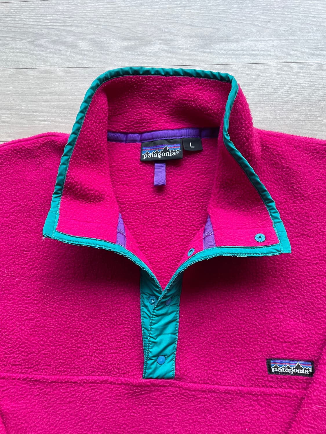90s 파타고니아 신칠라 핑크 틸 그린 rare 빈티지 상품이미지3