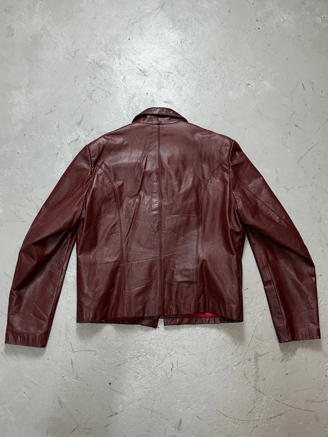 80's 빈티지 버건디 크롭 레더 자켓 파이트 클럽 타일러 더든 상품이미지4