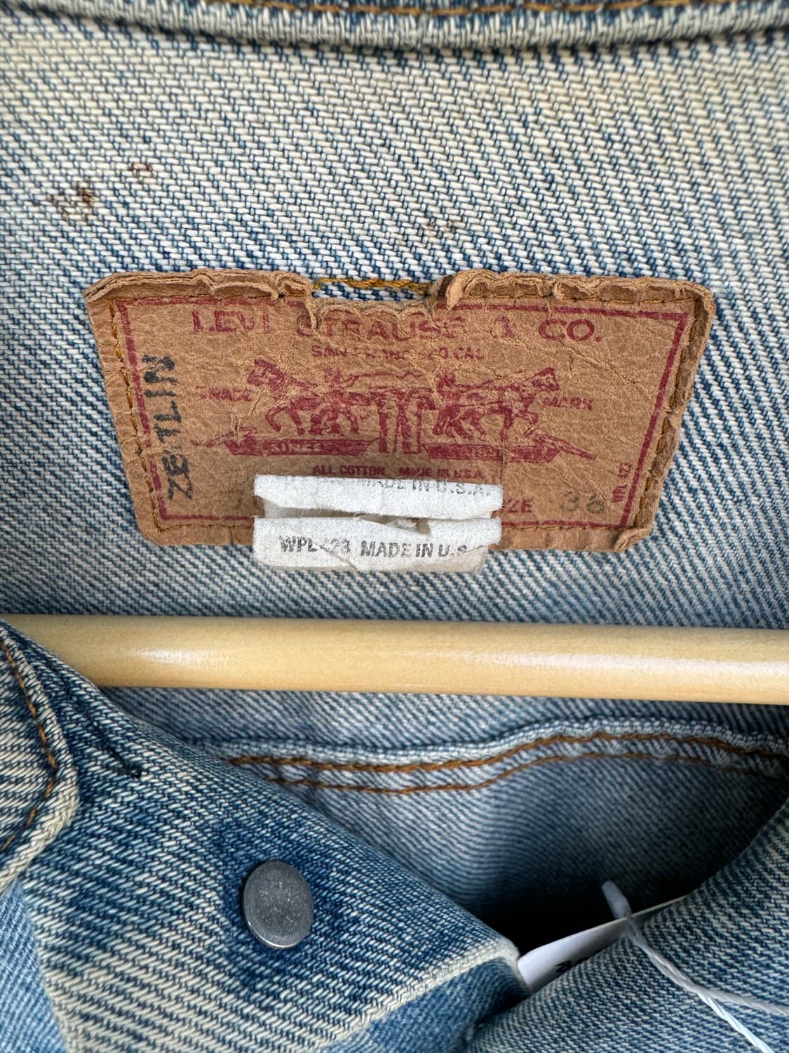80s levis 리바이스 하드 페이딩 3rd 데님 트러커 자켓 usa 상품이미지7