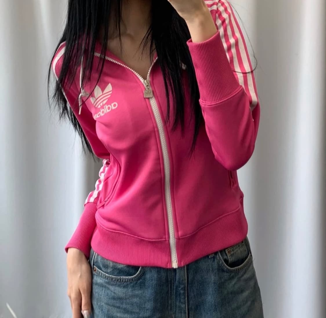 🩷대장급/착샷🩷아디다스 파이어버드 빅로고 핫핑크 후드집업🩷 상품이미지3