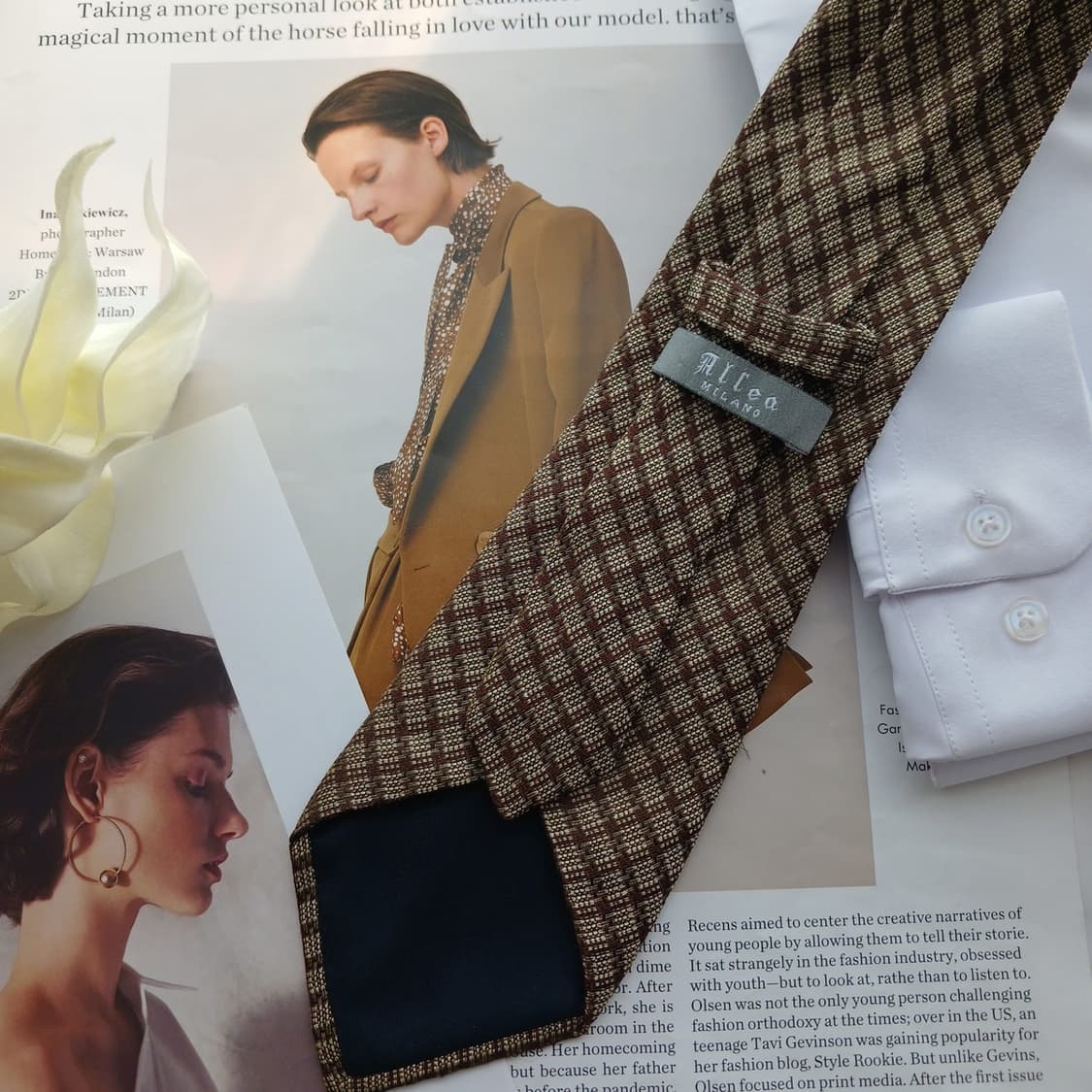 알테아 실크 브라운 체크 패턴 넥타이 9cm A+등급 A18684
 상품이미지4