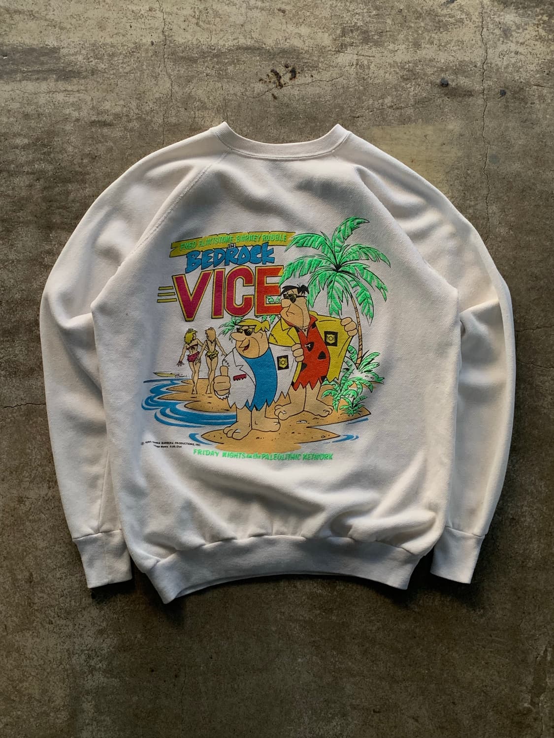 80s 플린스톤 BEDROCK VICE 프린팅 스웻셔츠 상품이미지1