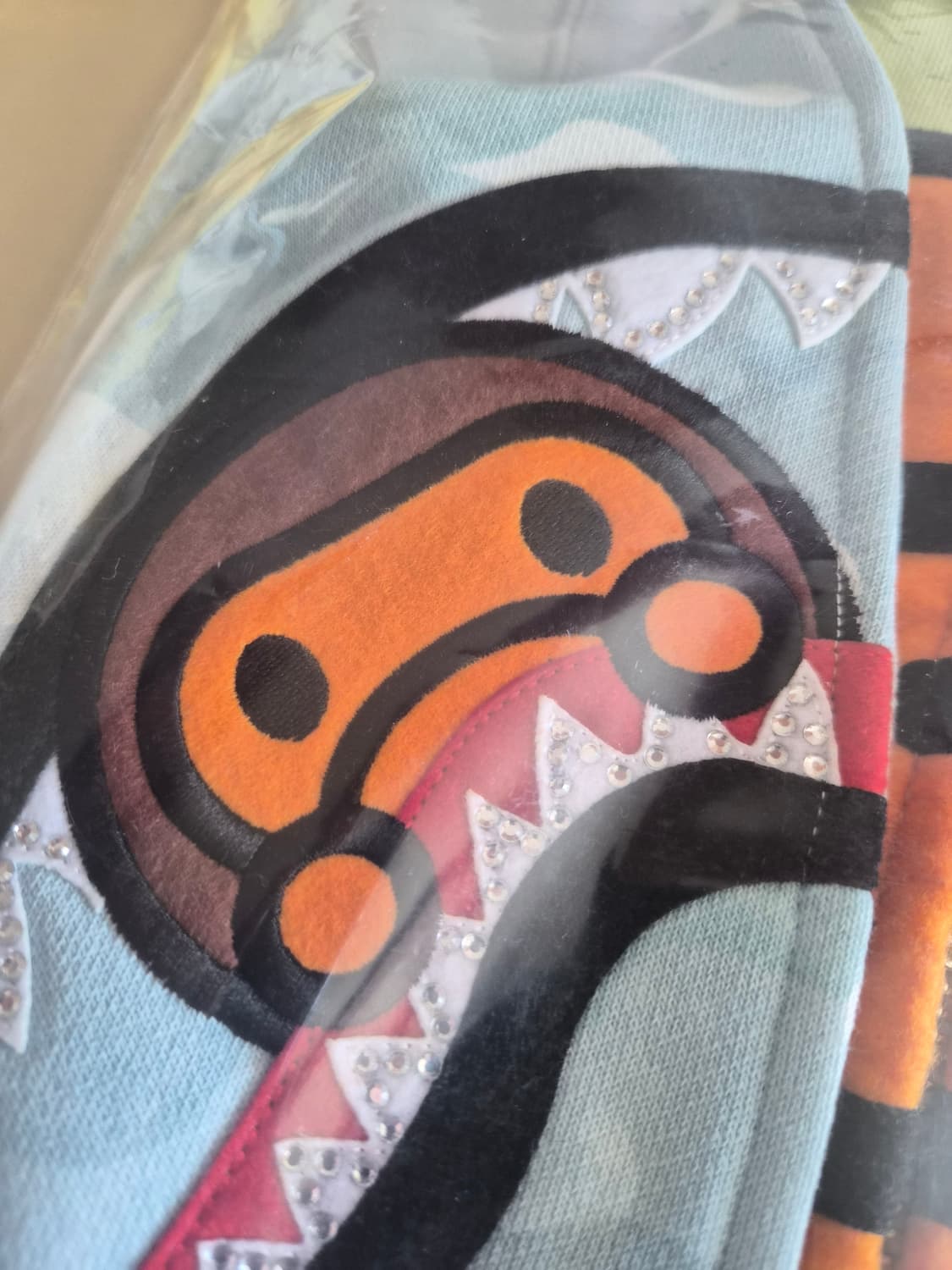 베이프 여성용 S 크리스탈  베이비 마일로 샤크 크롭 풀 집 더블 후 상품이미지9