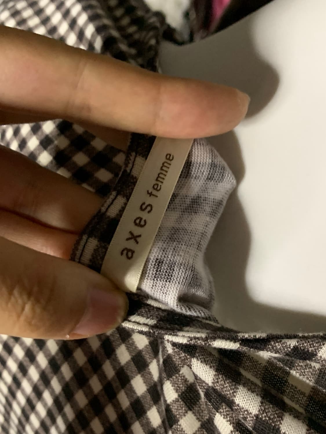 엑시즈팜 쿠마모리 라떼갸루 브라운체크 탑 상품이미지4