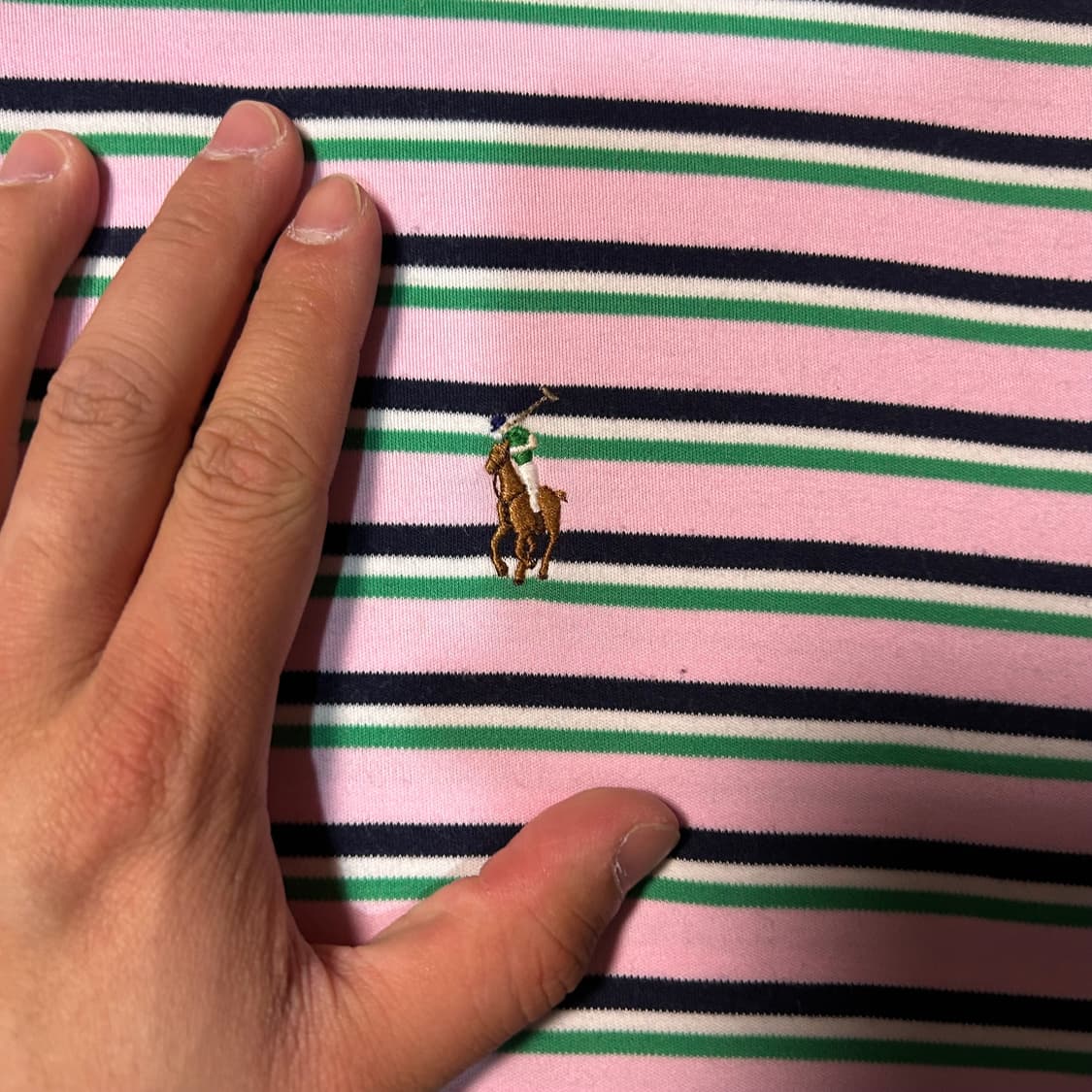 [XL] 폴로 랄프로렌 피마 소프트 터치 핑크 스트라이프 카라 반팔 상품이미지2