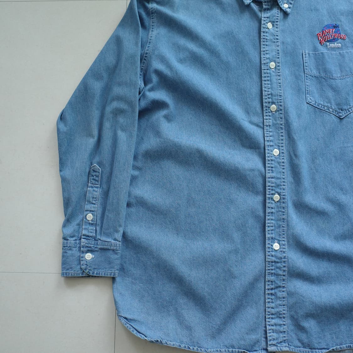 90s 플래닛할리우드 UK 영국 생산 데님 셔츠 XL 상품이미지4