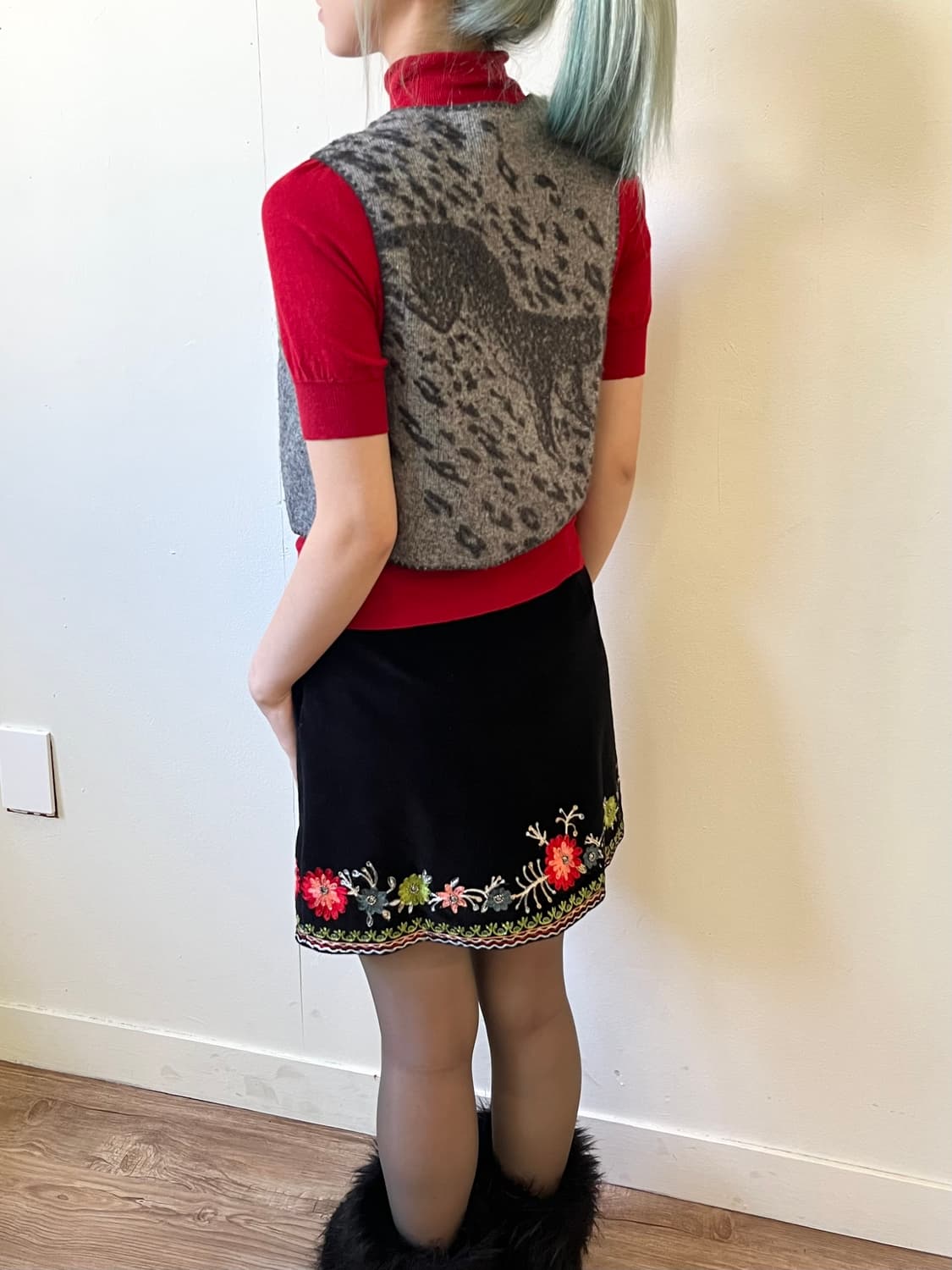 Japan vtg 호피 앙고라 베스트 상품이미지4