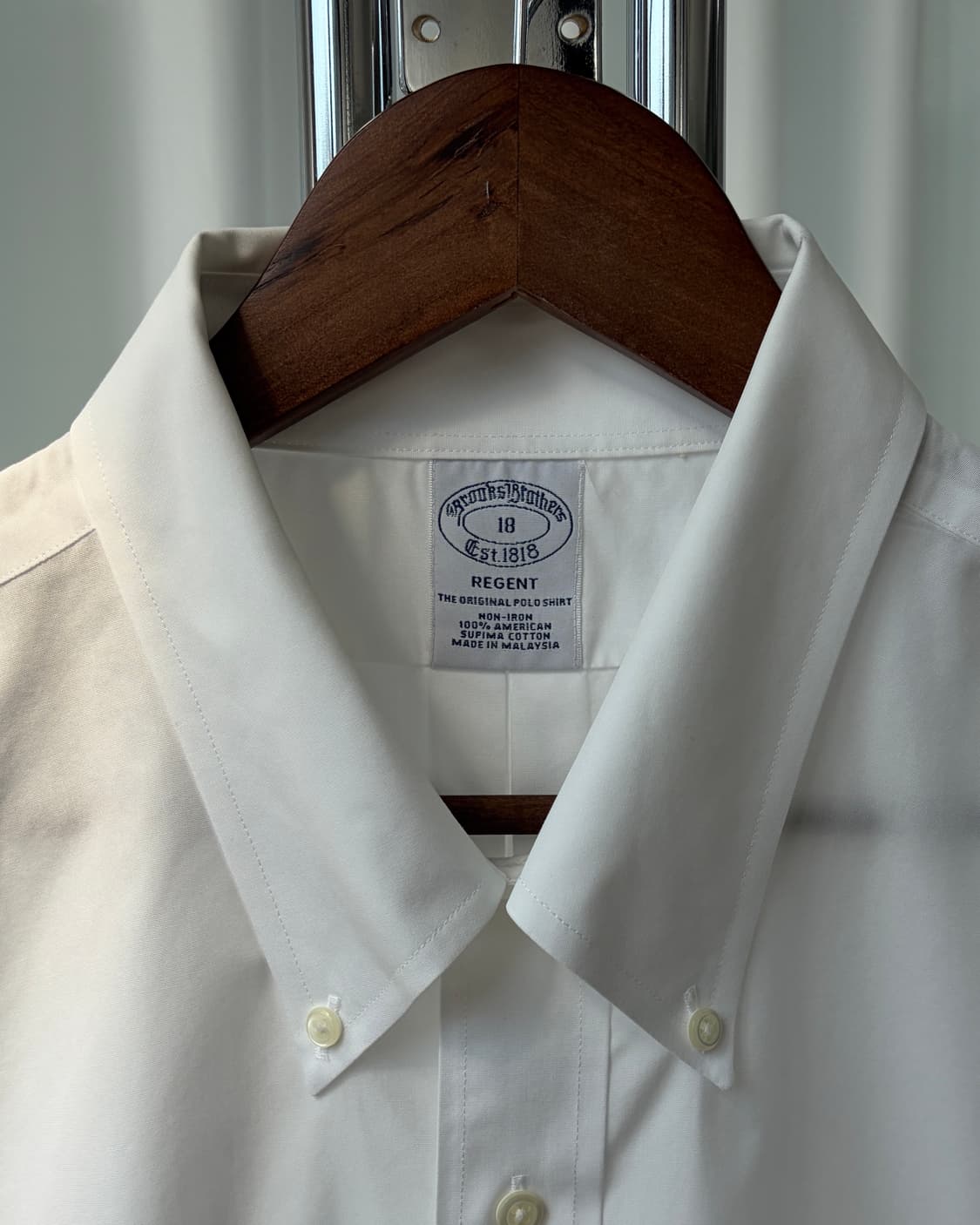 [XL-2XL]브룩스브라더스 수피마 코튼 화이트 반팔 셔츠 상품이미지6