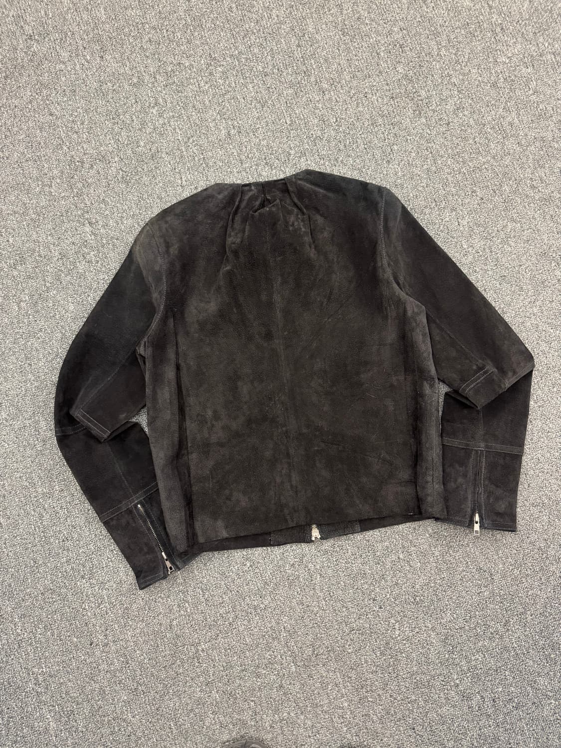 L)RULE 빈티지 여성 돈피가죽 논카라 집업 자켓 상품이미지6