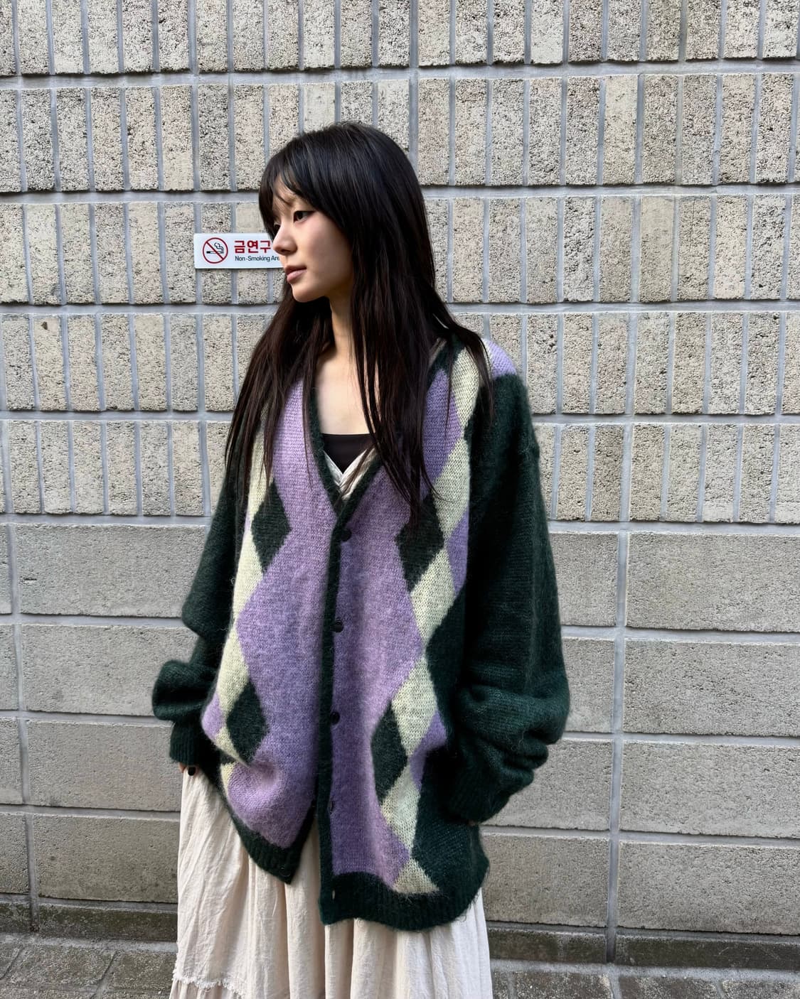 니들스 아가일 모헤어 가디건 상품이미지7