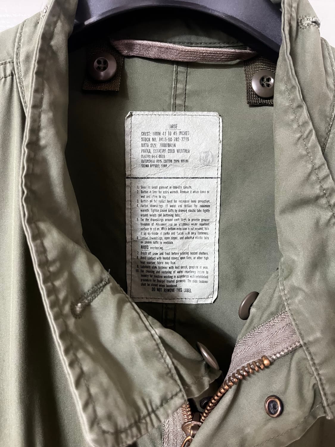 오리지널 US Army m-65 피쉬테일 파카 L 상품이미지2