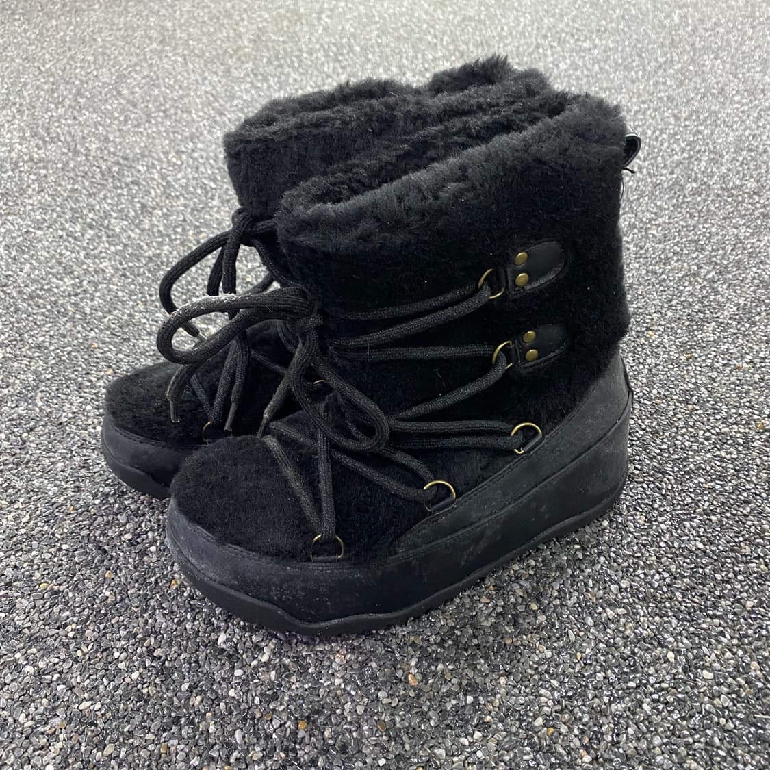 빈티지 블랙 양털 미들부츠 B3576 상품이미지3