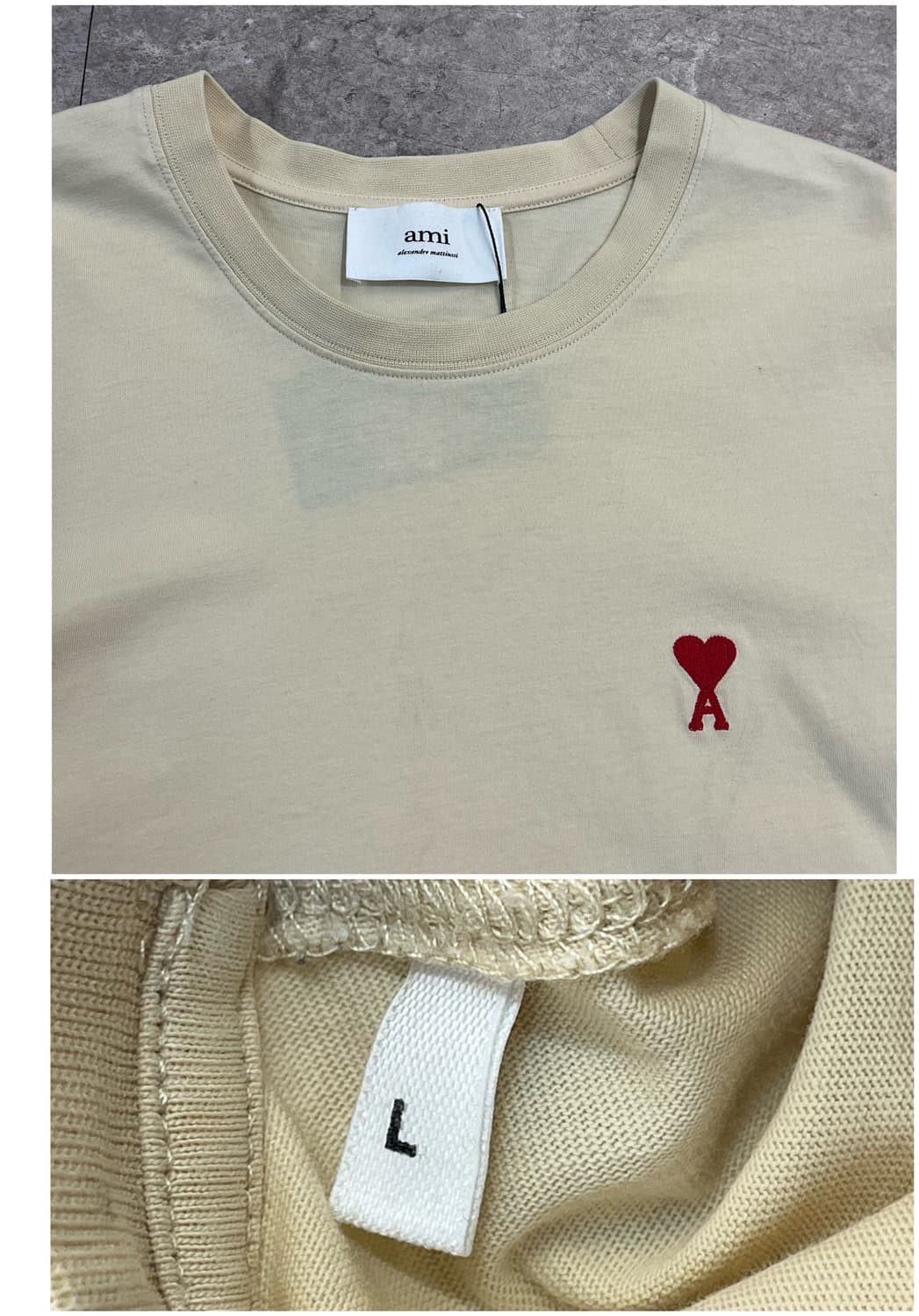 아미 스몰 하트 로고 반팔티 크림 L #csz3480 상품이미지3