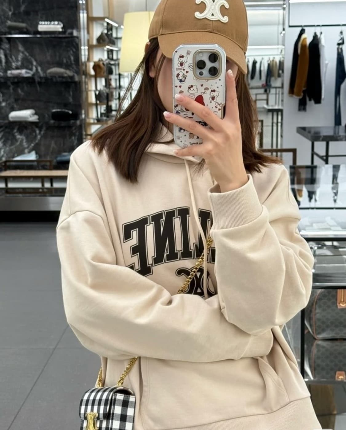 셀린느 코튼 플리스 후드 샴페인 카카오 L 상품이미지5