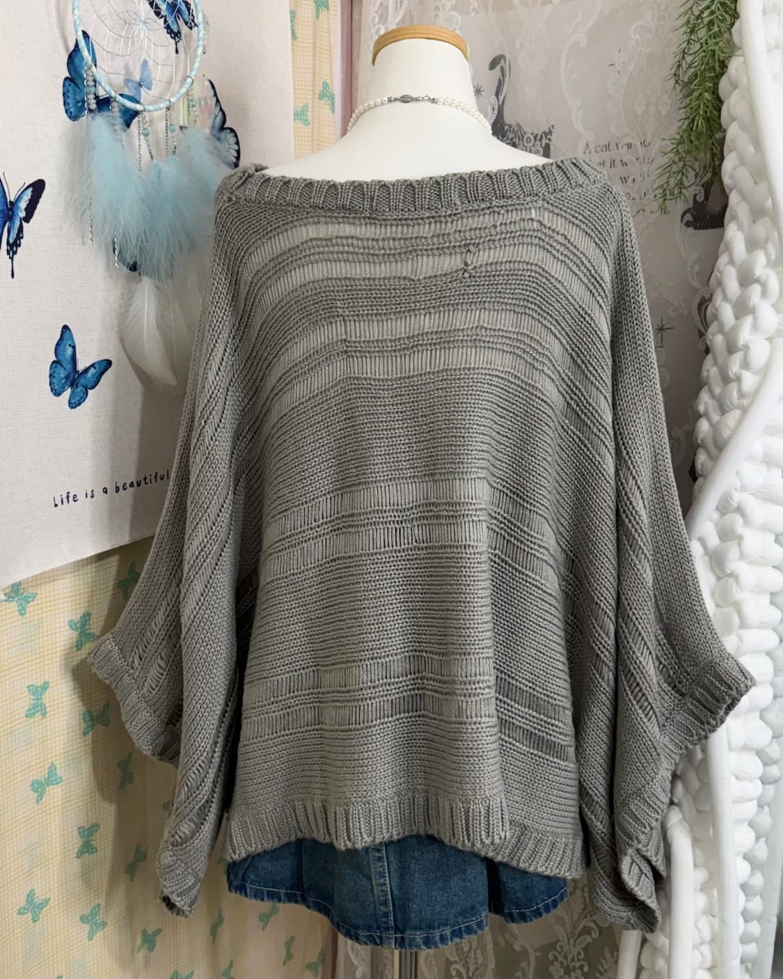 그레이 스트라이프 오버핏 니트 상품이미지8