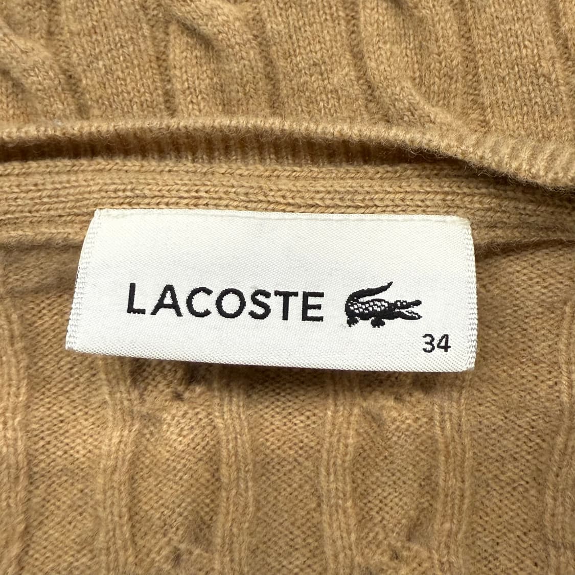 라코스테 베이지 꽈배기 니트 가디건 34 상품이미지5