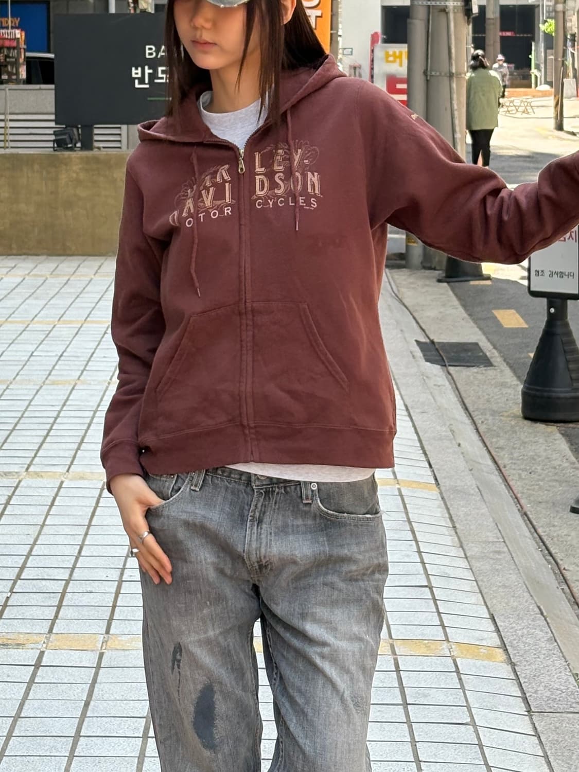 할리데이비슨 후드집업 버건디 상품이미지5