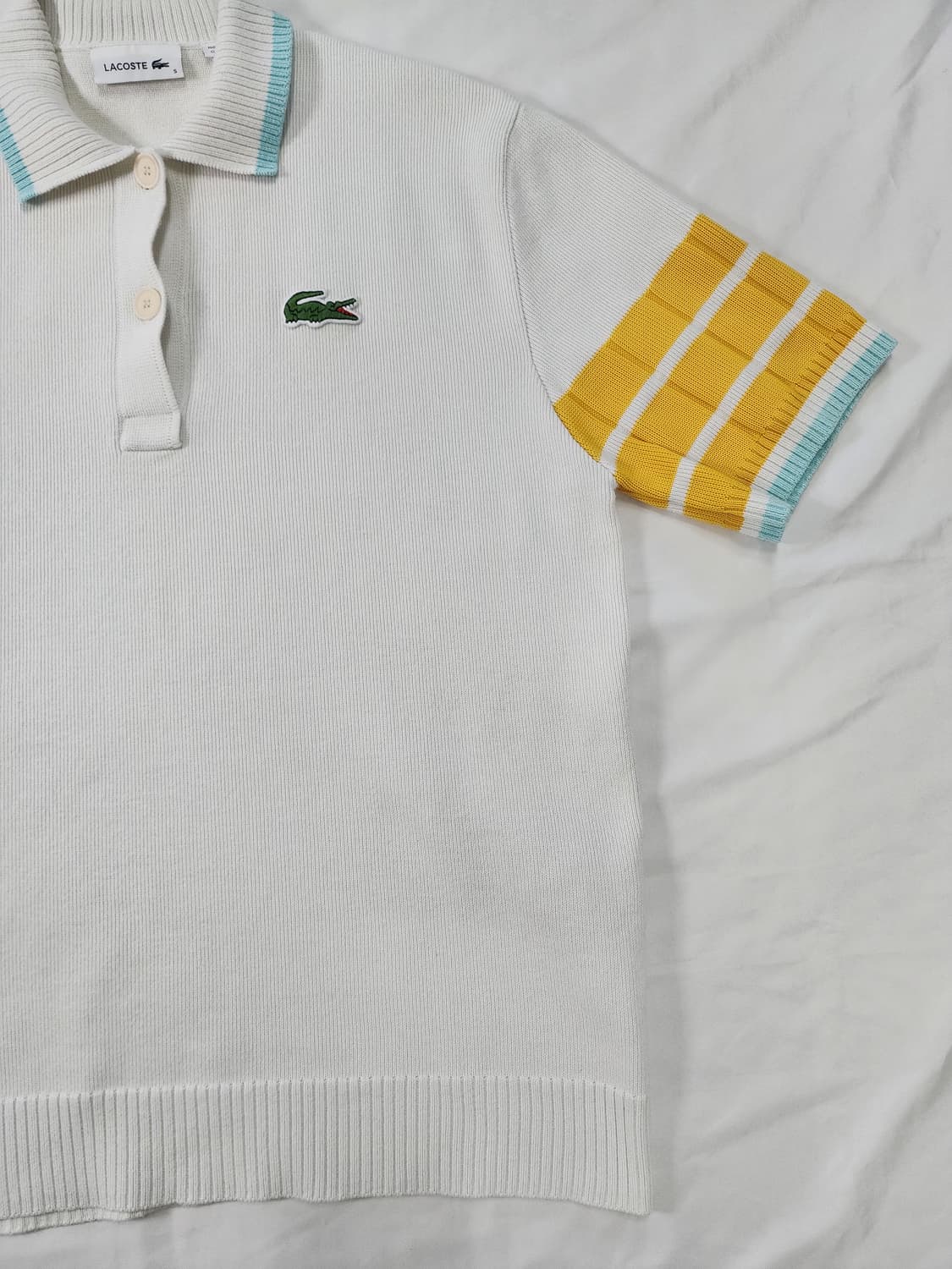 라코스테 우먼 컬러블록 스웻 폴로 니트 반팔 카라티 상품이미지3