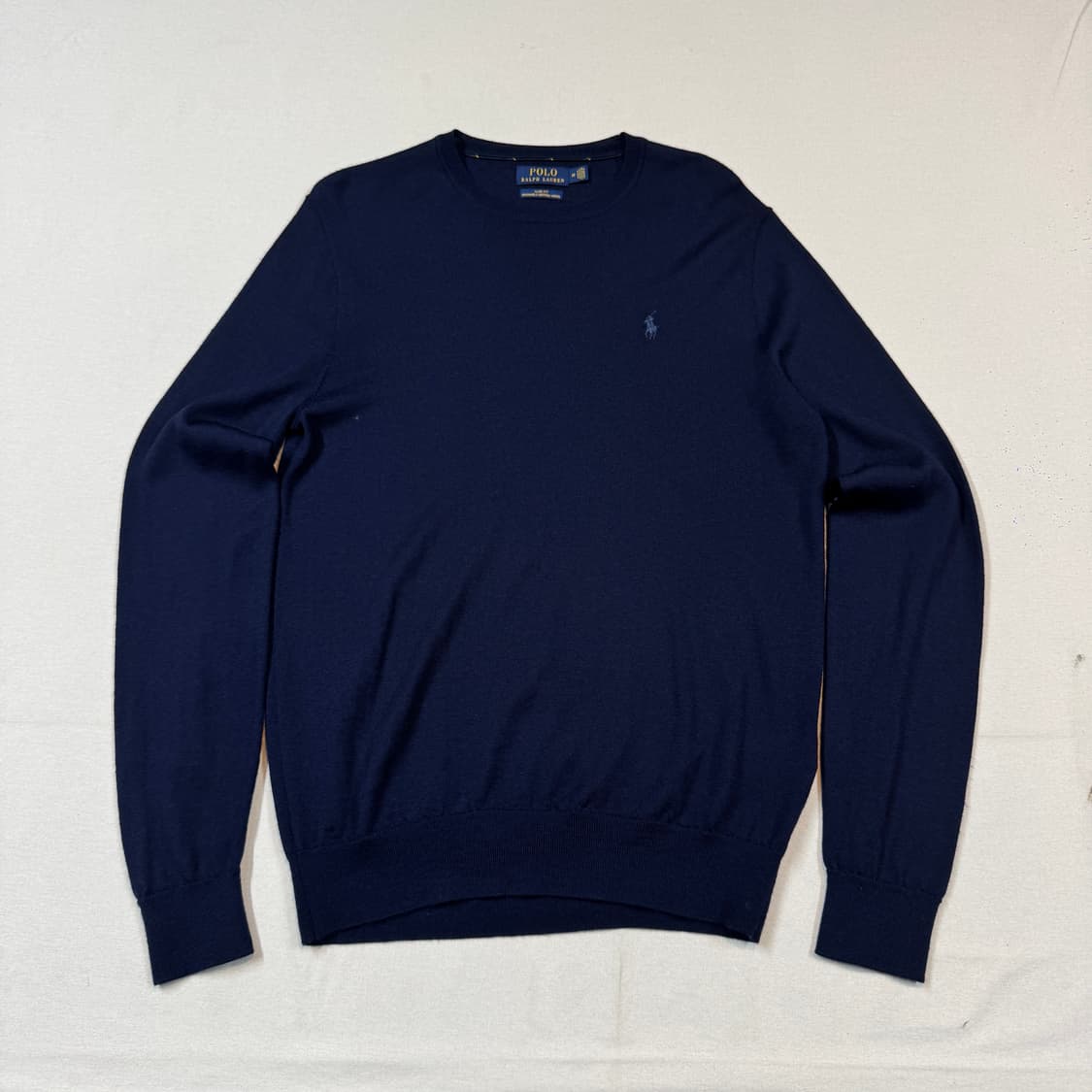 M) 폴로 랄프로렌 네이비 워셔블 메리노 울 라운드넥 니트 상품이미지1