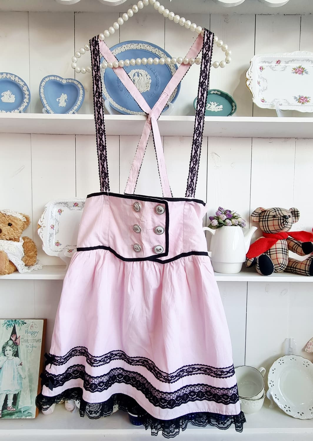 트랄라라 레이스 멜빵 핑크 원피스 상품이미지1