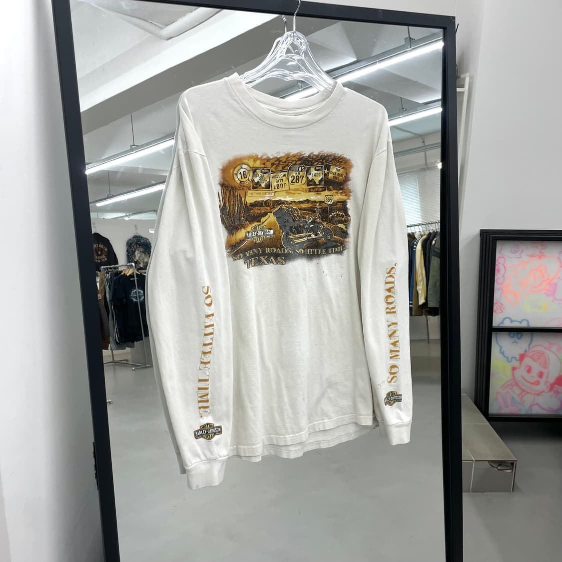 할리데이비슨 00s 텍사스 바이크 프린팅 빈티지 롱슬리브 화이트 상품이미지2