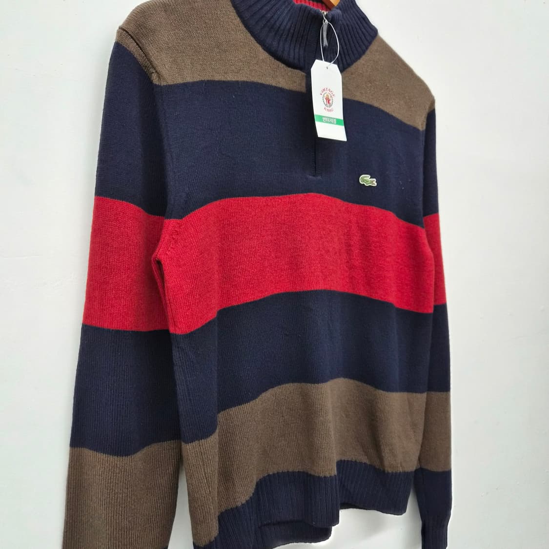 라코스테 스트라이프 패턴 하프넥 니트 남성 L 상품이미지2