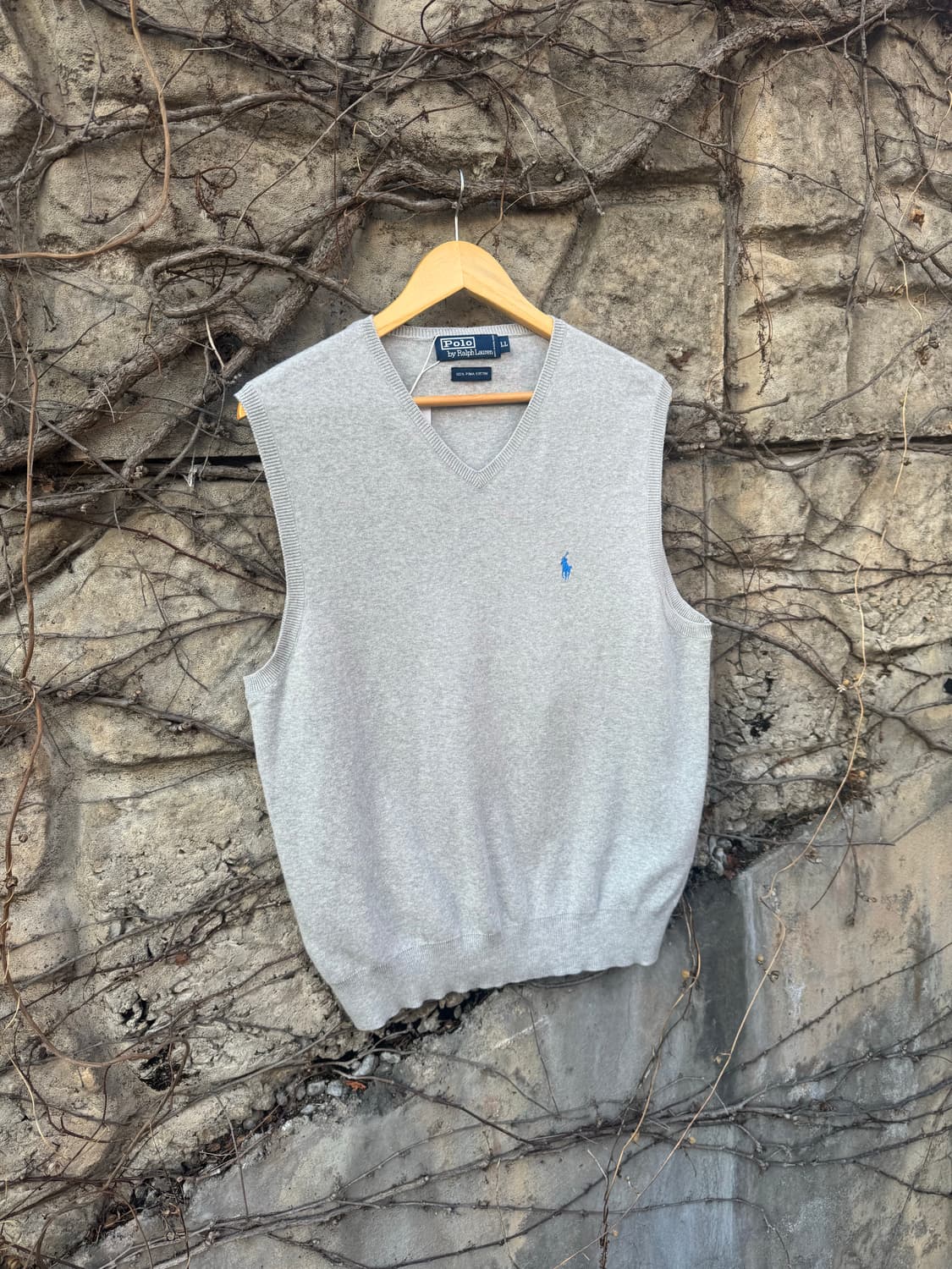 90s 폴로 랄프로렌 빈티지 피마코튼 니트 베스트 조끼 그레이 상품이미지3