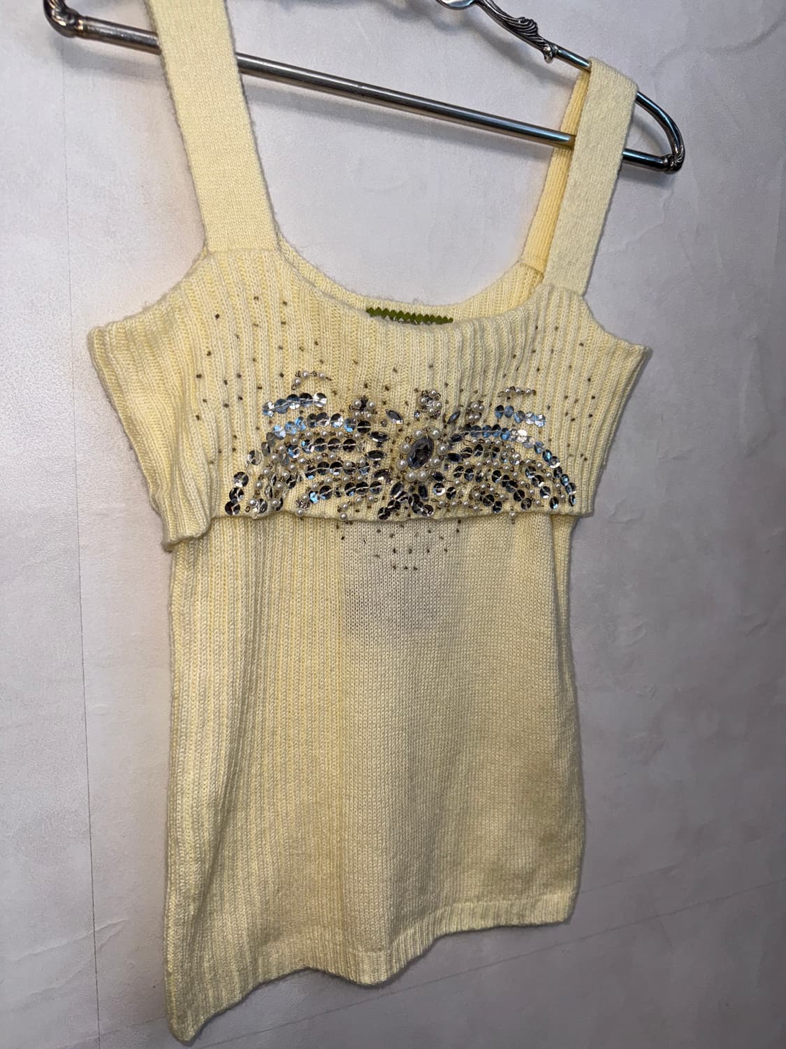 Ivory fairy cubic spangled knit 슬리브리스 상품이미지5