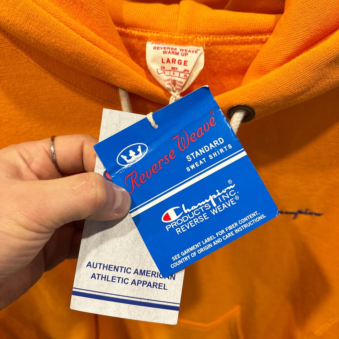 챔피온 리버스위브 헤비스웻 후드티 스몰로고 디테일 데드스탁 오렌지 상품이미지8