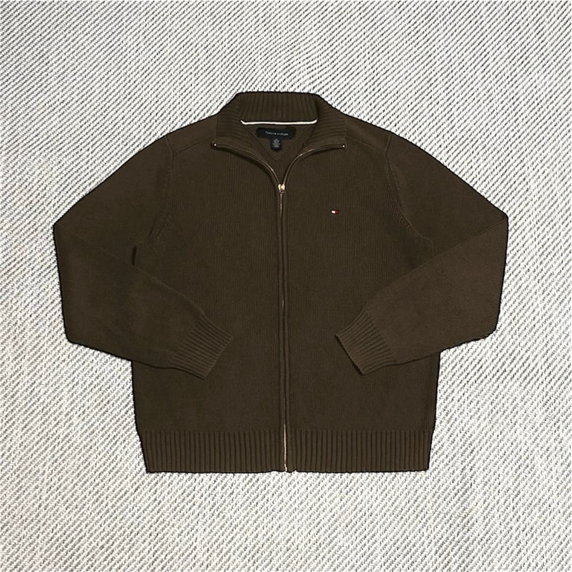 [M] Tommy 타미힐피거 브라운 니트 집업 자켓 상품이미지1