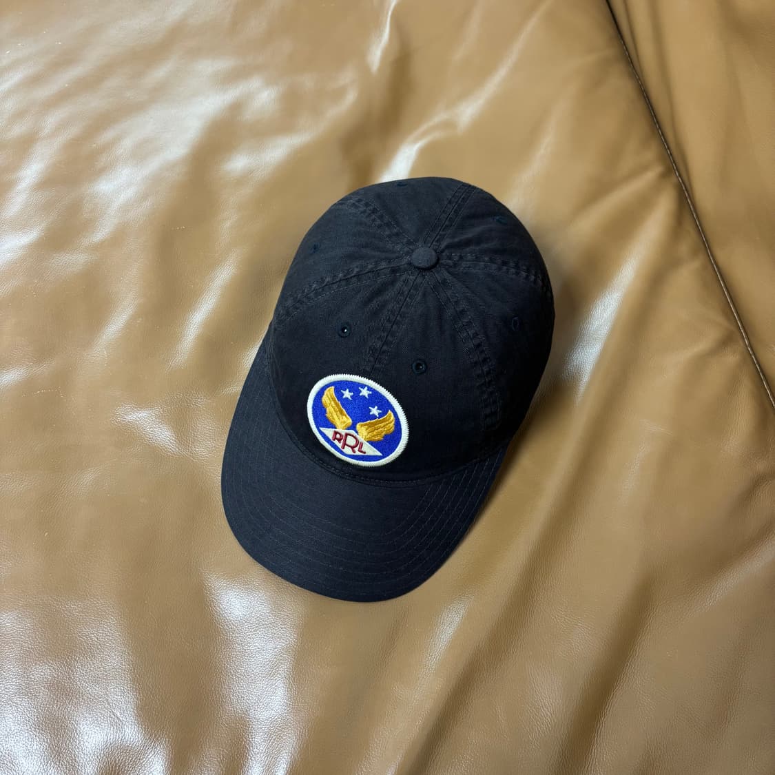 RRL 더블알엘 랄프로렌 폴로 윙로고 6패널 볼캡 모자 워시드 블랙 상품이미지5