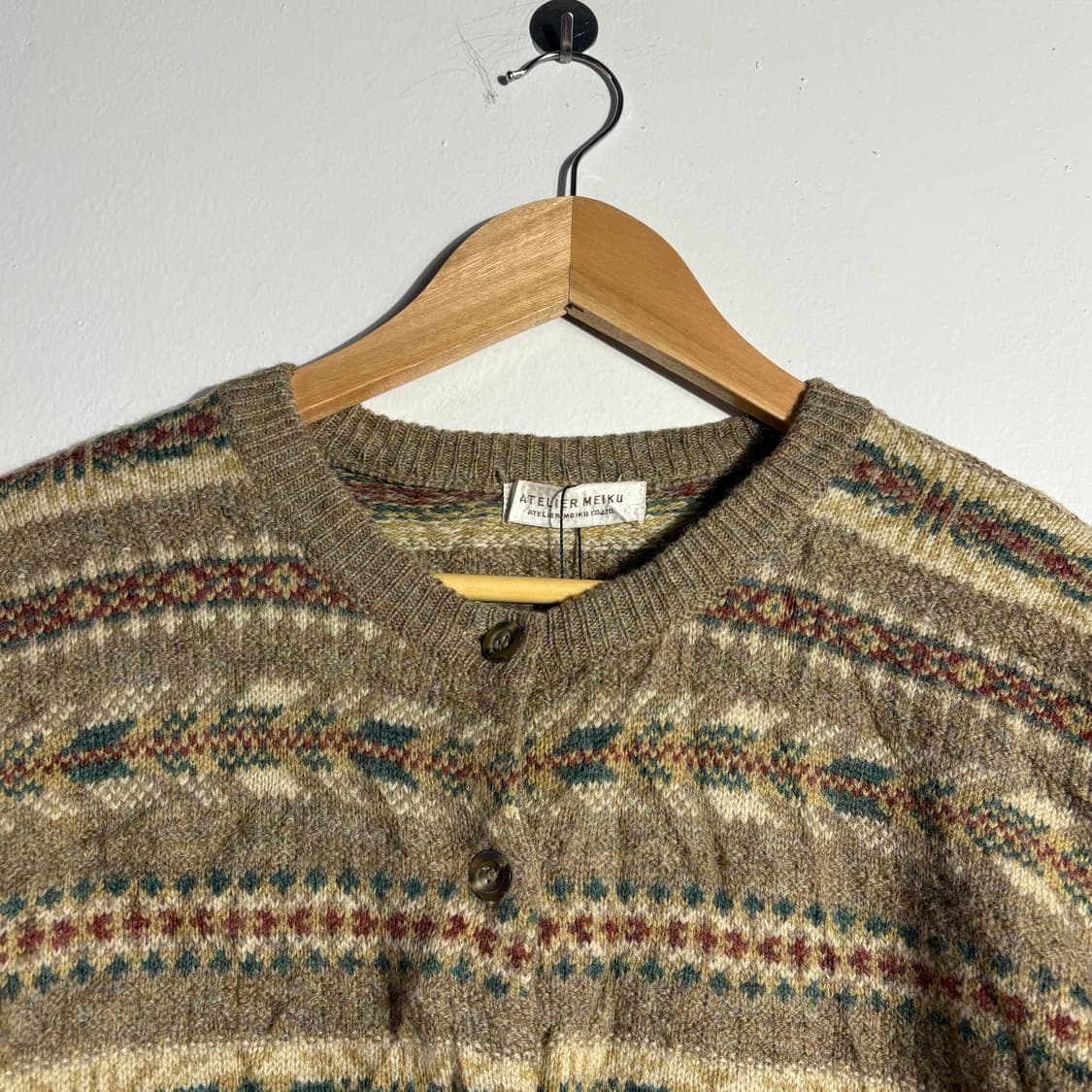 빈티지 베이지 패턴 니트 가디건 (무료배송) 상품이미지2