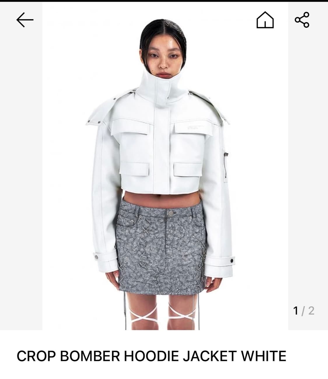 leey crop bomber hoodie jacket white 상품이미지1