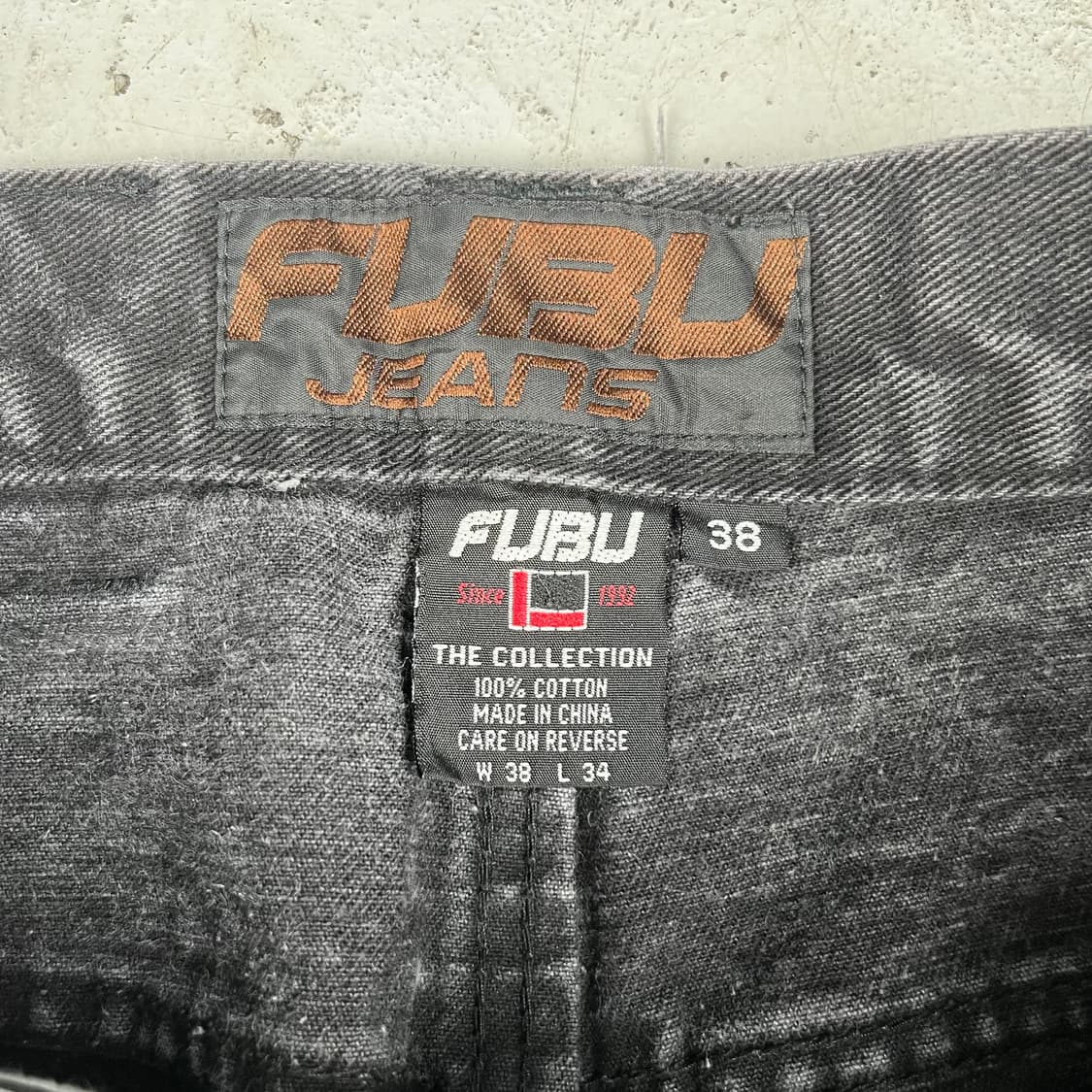 빈티지 Fubu 더 콜렉션 리플렉팅 로고 배기 데님 카펜터팬츠 블랙 상품이미지4