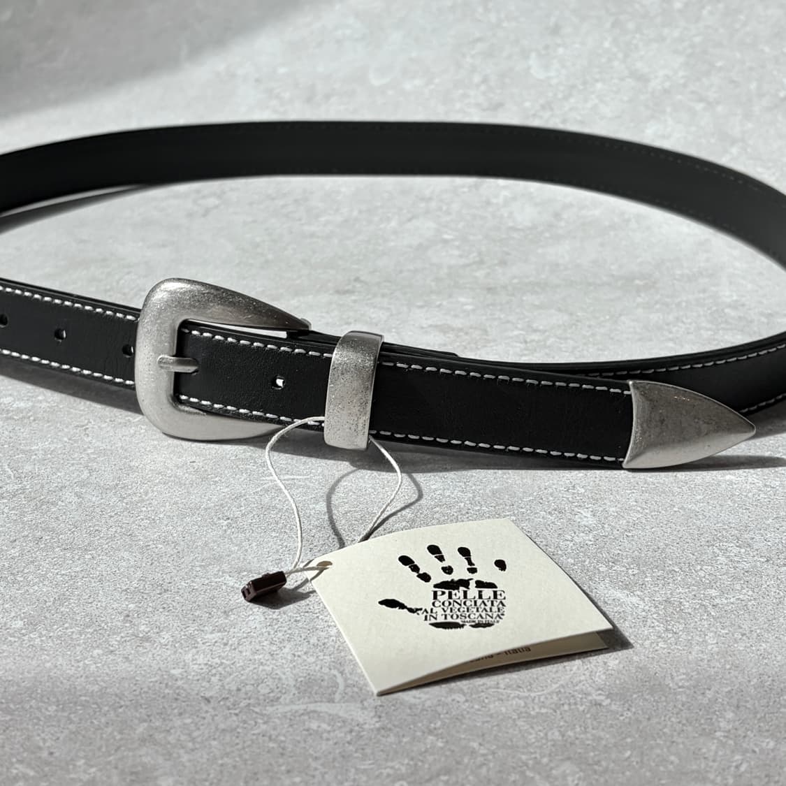 Oribell 이탈리아 베라펠레 인증 가죽 스티치 클래식 웨스턴 벨트 상품이미지3