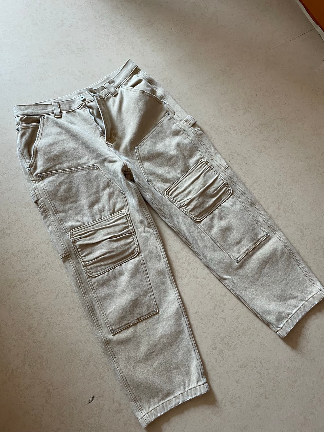 인세인개러지 더블니 워크팬츠 베이지 상품이미지3