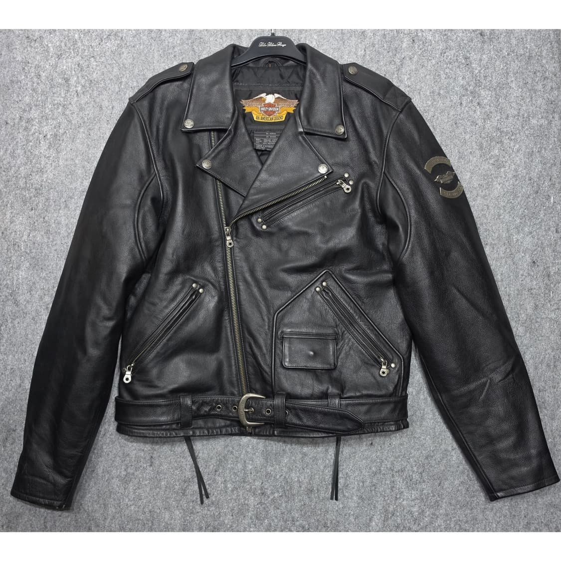 할리 데이비슨 이글 엠보 로고 레이스업 더블 라이더 자켓 가죽자켓 L 상품이미지1