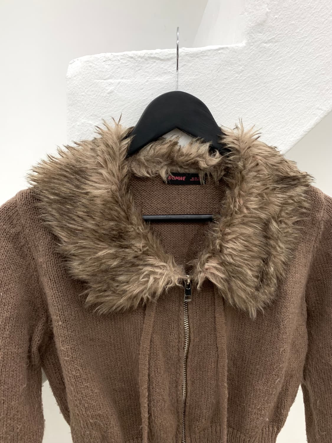 Romwe fur trimmed zip-up  상품이미지5