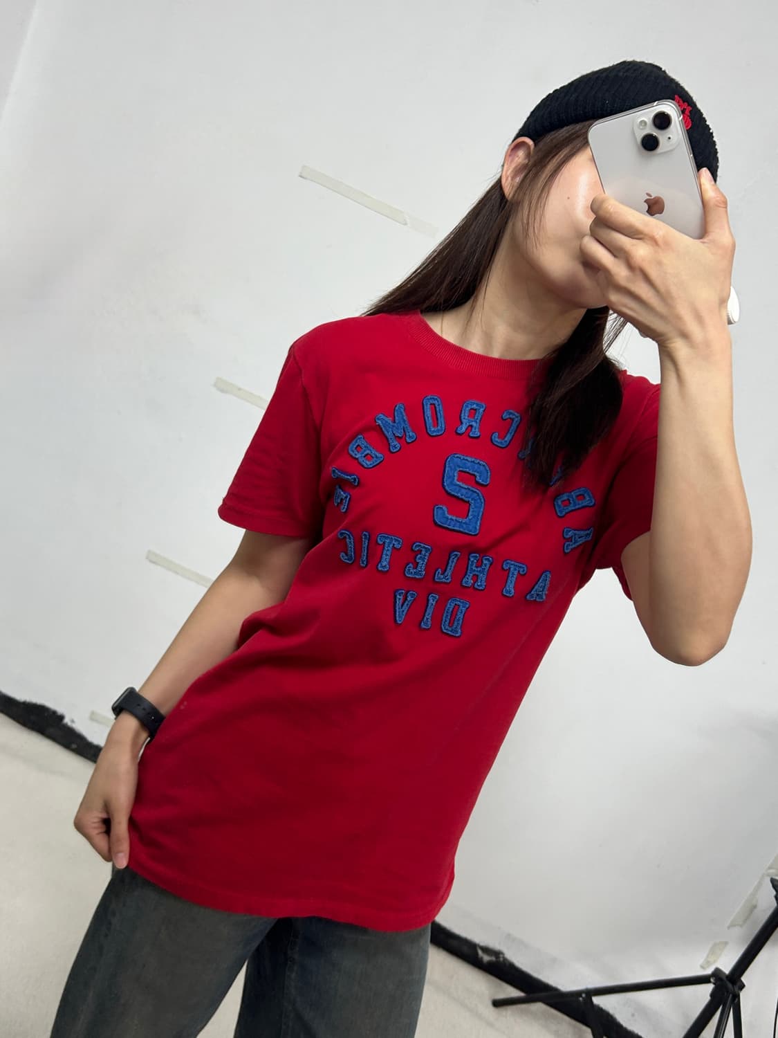 아베크롬비 아치로고 티셔츠 레드 상품이미지2