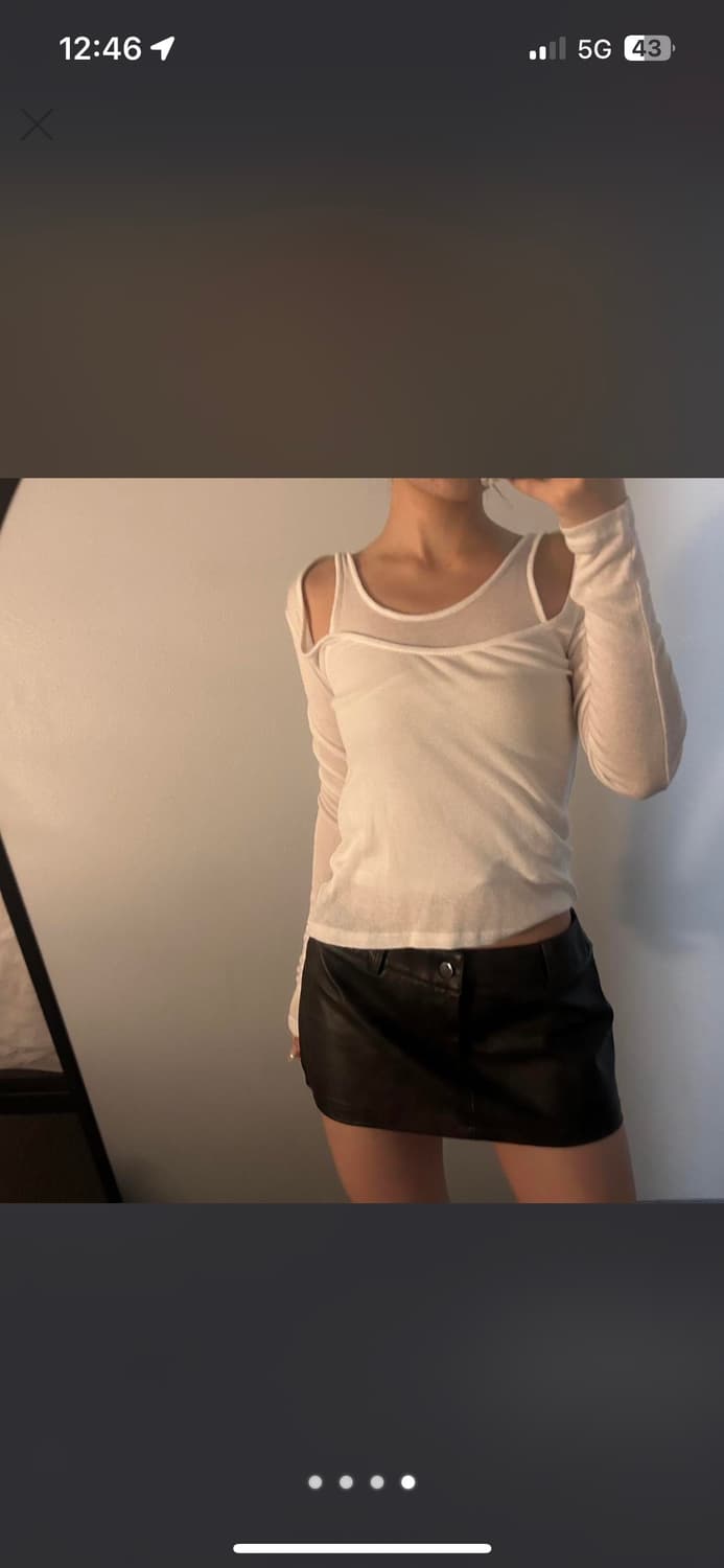 레이어드 화이트 롱 슬리브 탑 상품이미지2