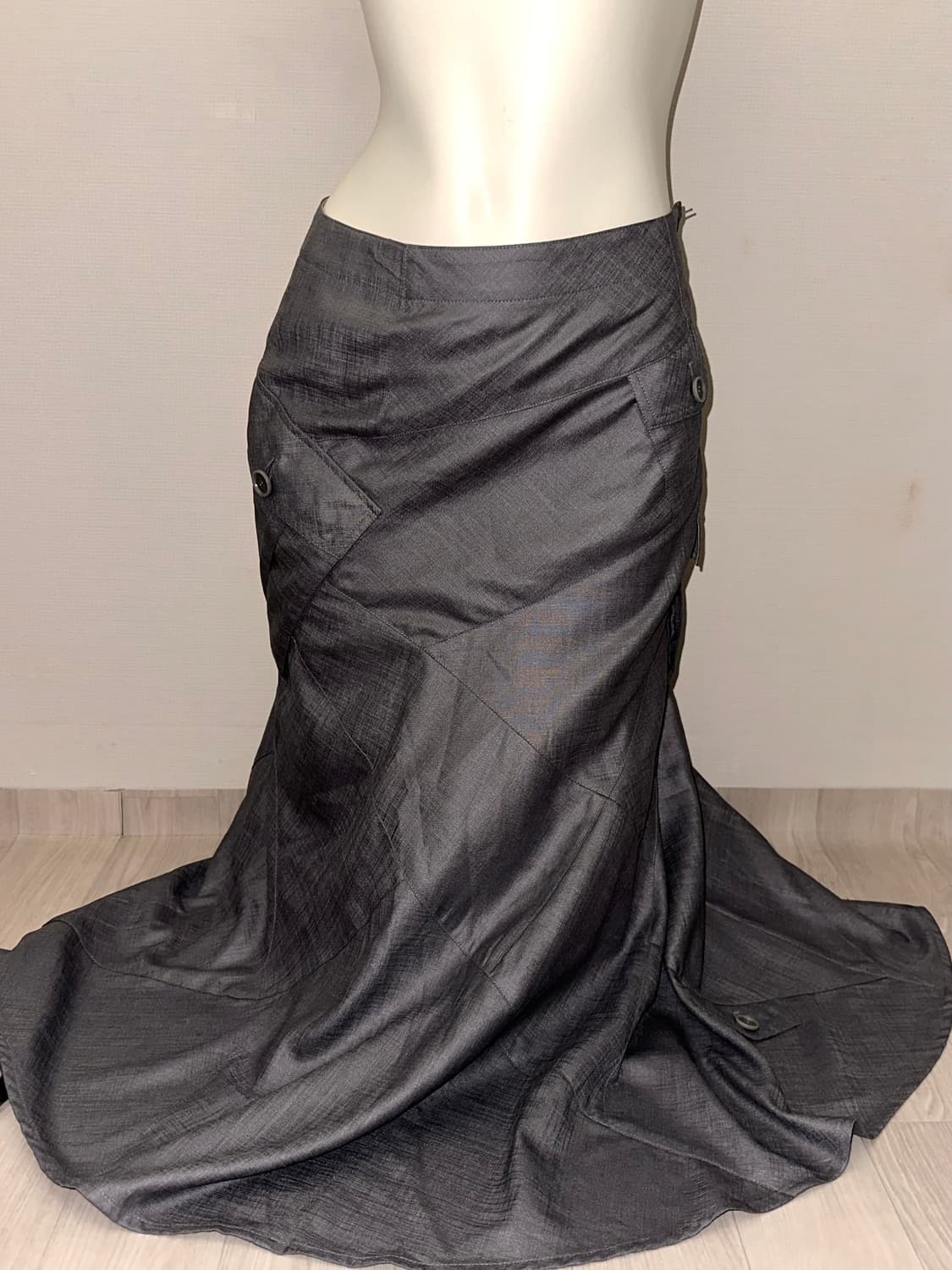 빈티지 포켓 롱 맥시 차콜 스커트 상품이미지1
