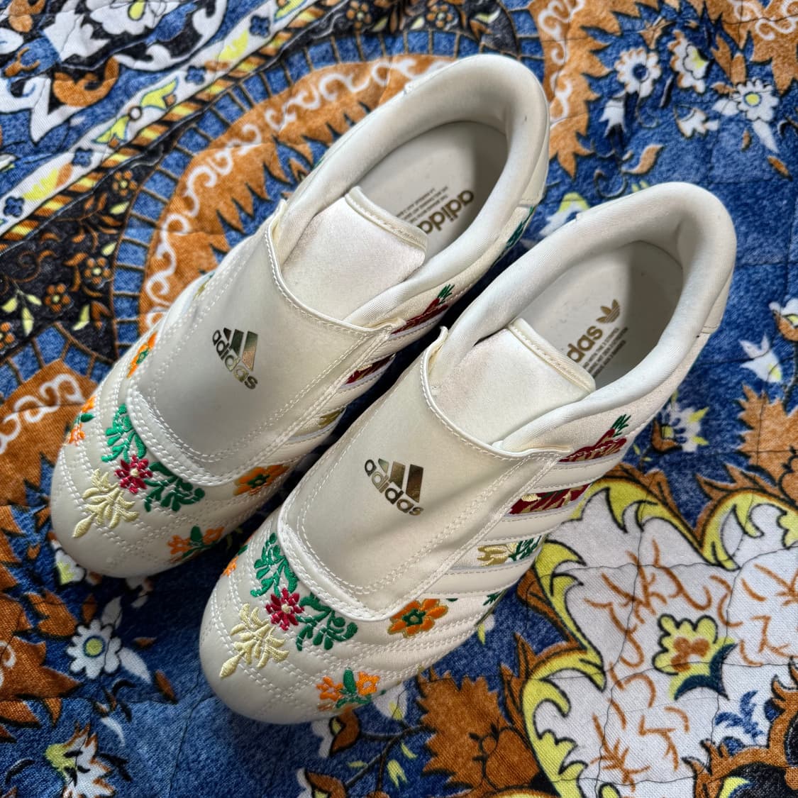 Adidas 아디다스 태권도 에크루 크림 새틴 플라워 자수 스니커즈 슈즈 상품이미지5